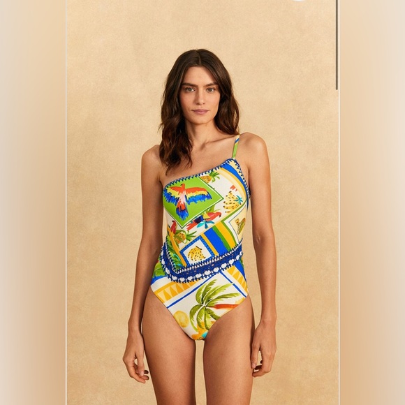 FARM Rio Other - Farm Rio Bahia Mixed Scarves One-Piece Swimsuit
